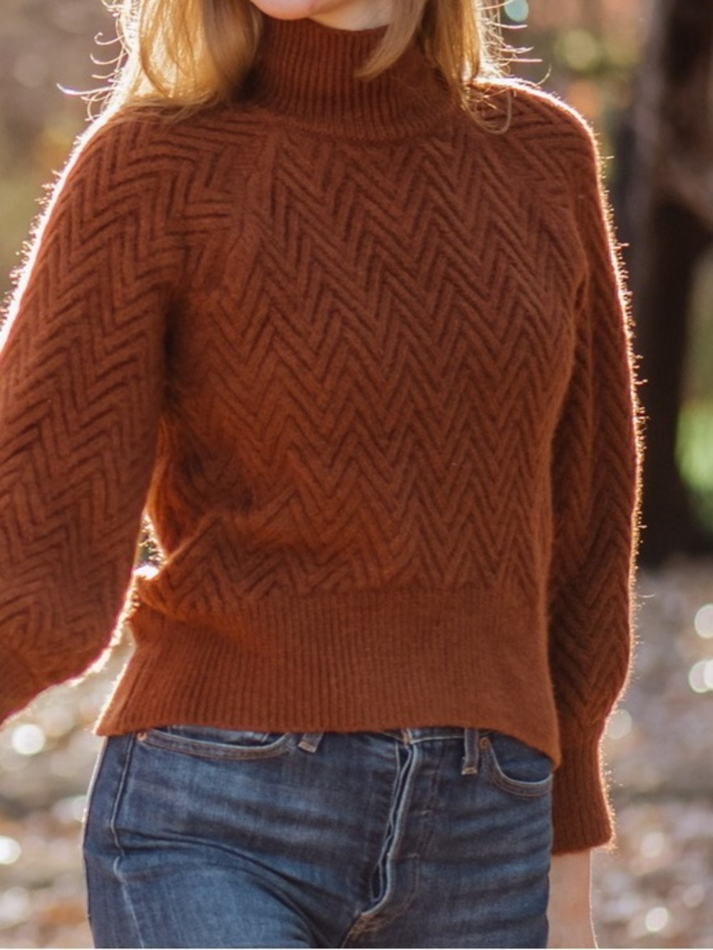 Rust Brown Turtleneck Sweater